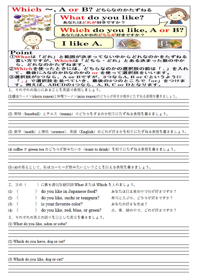 疑問詞 Which 練習問題のサムネイル