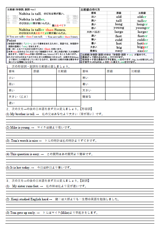 比較級 練習問題のサムネイル