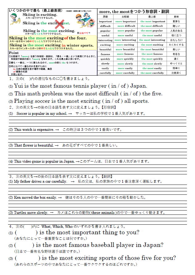 最上級（most） 練習問題のサムネイル