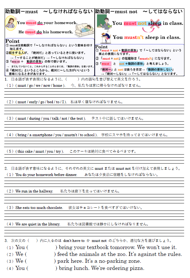 must / must not 練習問題のサムネイル
