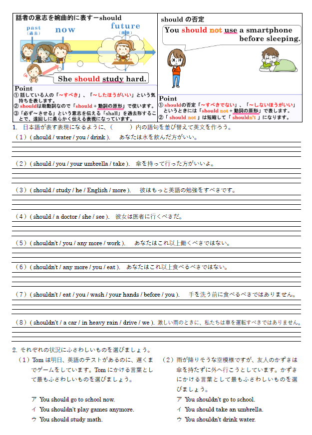 助動詞should 練習問題のサムネイル