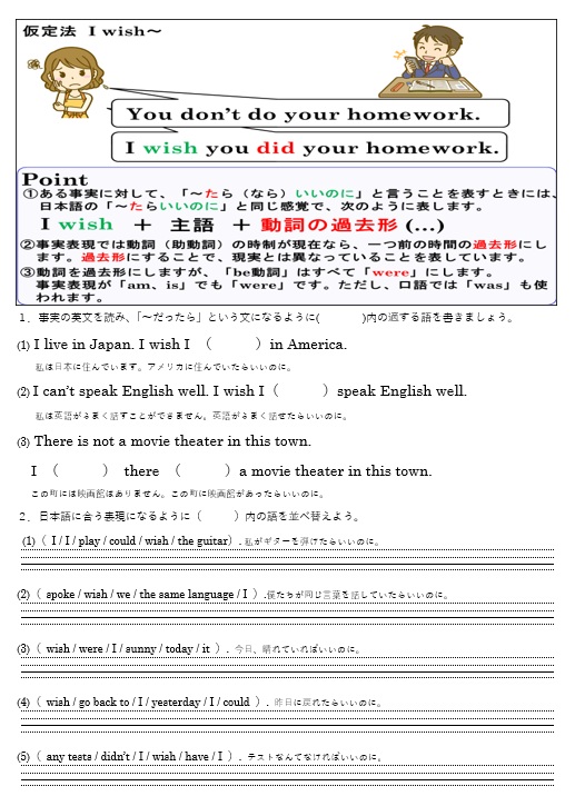 仮定法 I wish 演習問題