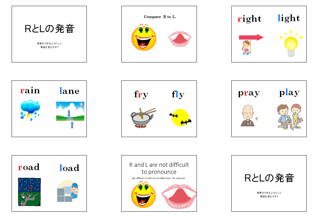 RとLの発音比較練習用スライド